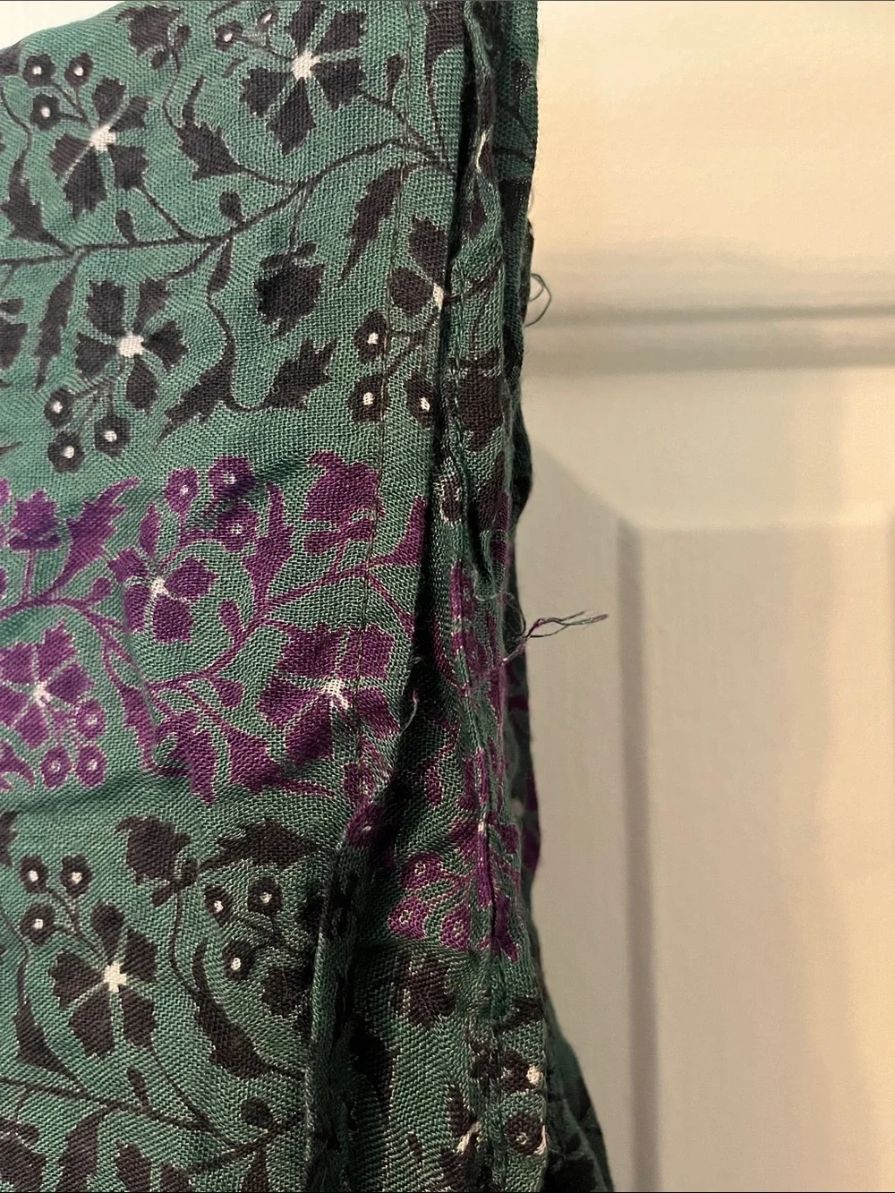 Vintage Putumayo Square Scarf Green Purple Floral